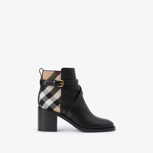 Burberry Black Ankle Boots with Check Detail
